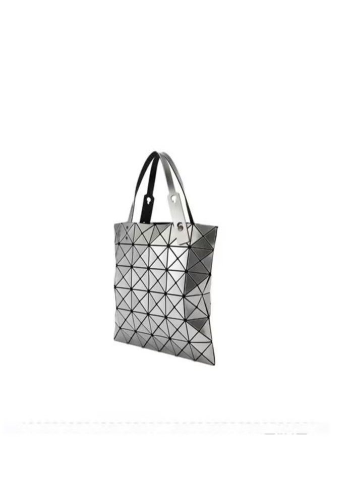 Diamond geometric plaid shoulder bag for women, fashionable and versatile Silver - Image 2
